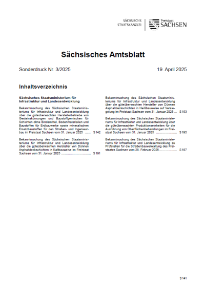 Sächsisches Amtsblatt Sonderdruck Heft 3/2025