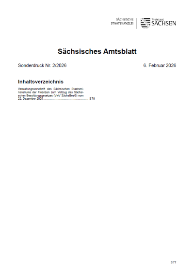 Sächsisches Amtsblatt Sonderdruck Heft 2/2026