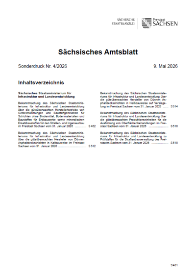 Sächsisches Amtsblatt Sonderdruck Heft 4/2026