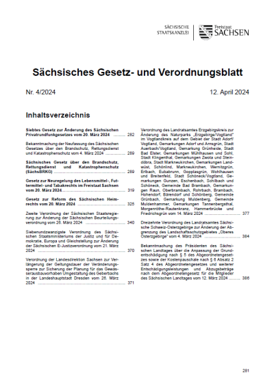 Sächsisches Gesetz- und Verordnungsblatt Heft 4/2024