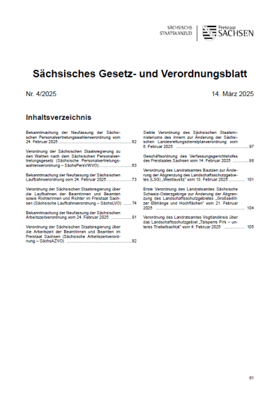 Sächsisches Gesetz- und Verordnungsblatt Heft 4/2025