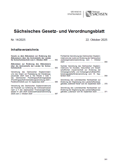 Sächsisches Gesetz- und Verordnungsblatt Heft 14/2025