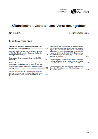 Sächsisches Gesetz- und Verordnungsblatt Heft 15/2025
