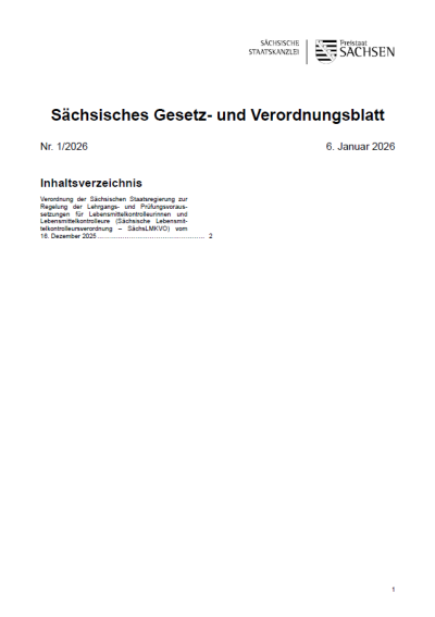 Sächsisches Gesetz- und Verordnungsblatt Heft 01/2026