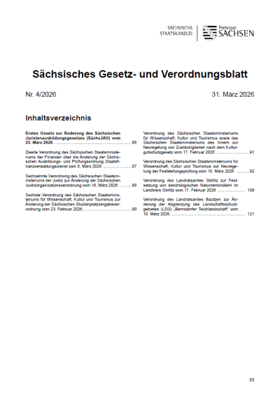 Sächsisches Gesetz- und Verordnungsblatt Heft 04/2026