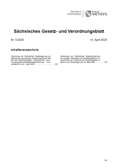 Sächsisches Gesetz- und Verordnungsblatt Heft 05/2026