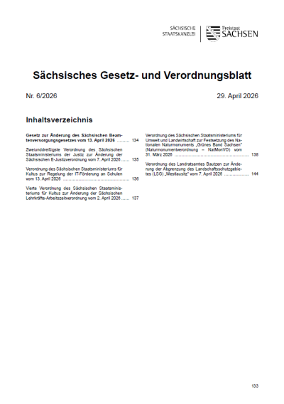 Sächsisches Gesetz- und Verordnungsblatt Heft 06/2026