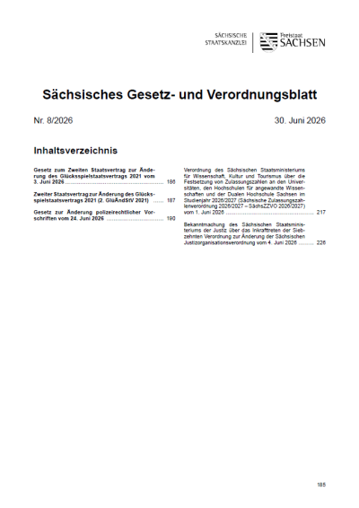 Sächsisches Gesetz- und Verordnungsblatt Heft 08/2026
