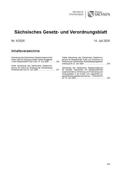 Sächsisches Gesetz- und Verordnungsblatt Heft 09/2026