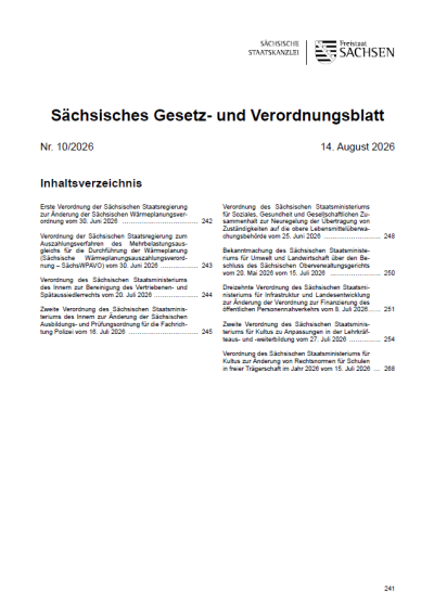 Sächsisches Gesetz- und Verordnungsblatt Heft 10/2026