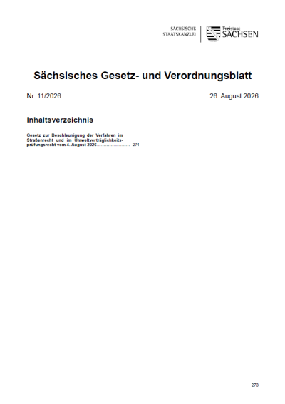 Sächsisches Gesetz- und Verordnungsblatt Heft 11/2026