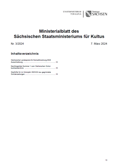 Ministerialblatt des Sächsischen Staatsministeriums für Kultus Heft 03/2024