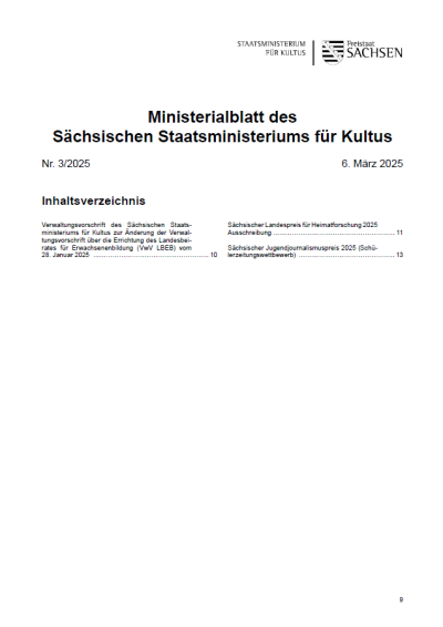 Ministerialblatt des Sächsischen Staatsministeriums für Kultus Heft 03/2025