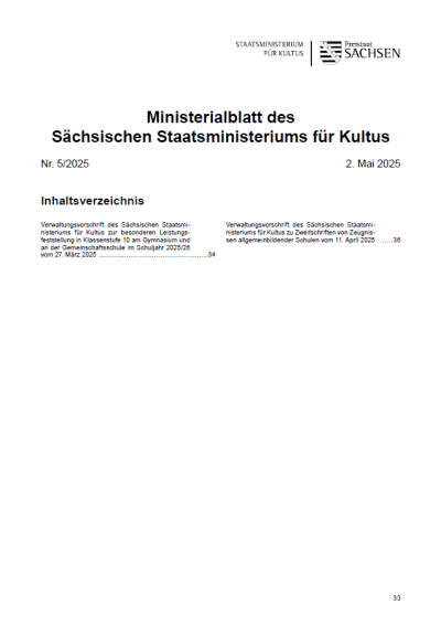 Ministerialblatt des Sächsischen Staatsministeriums für Kultus Heft 05/2025
