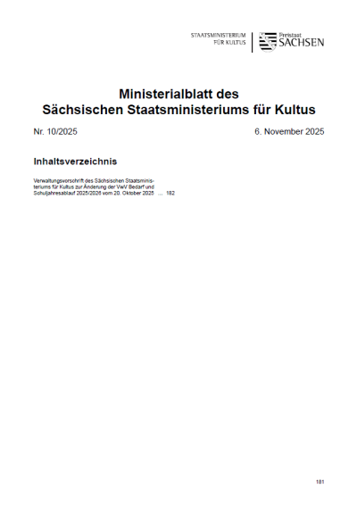 Ministerialblatt des Sächsischen Staatsministeriums für Kultus Heft 10/2025