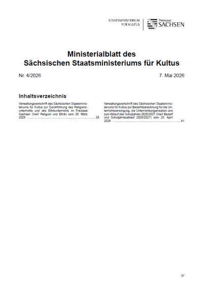 Ministerialblatt des Sächsischen Staatsministeriums für Kultus Heft 04/2026