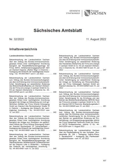 Sächsisches Amtsblatt Heft 32/2022