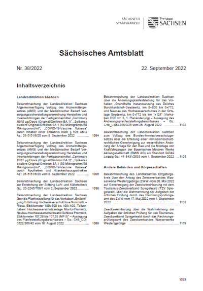 Sächsisches Amtsblatt Heft 38/2022