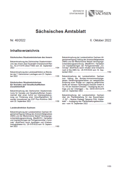 Sächsisches Amtsblatt Heft 40/2022