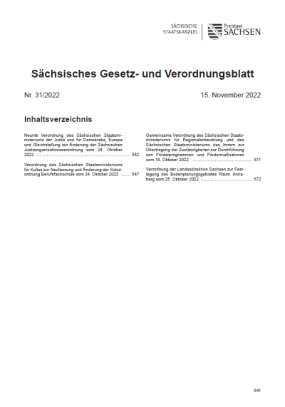Sächsisches Gesetz- und Verordnungsblatt Heft 31/2022