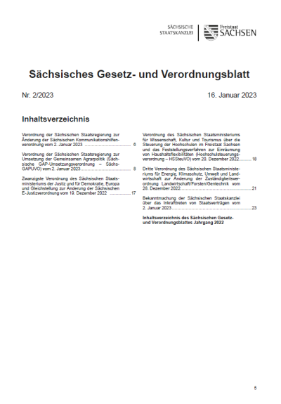 Sächsisches Gesetz- und Verordnungsblatt Heft 2/2023