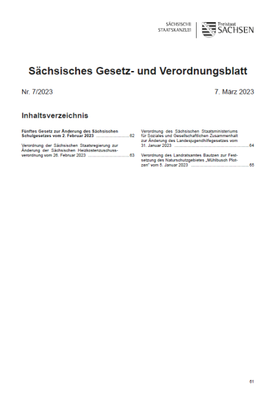 Sächsisches Gesetz- und Verordnungsblatt Heft 7/2023