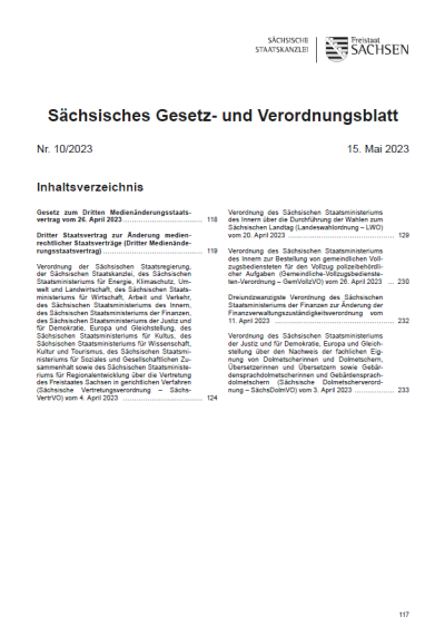 Sächsisches Gesetz- und Verordnungsblatt Heft 10/2023