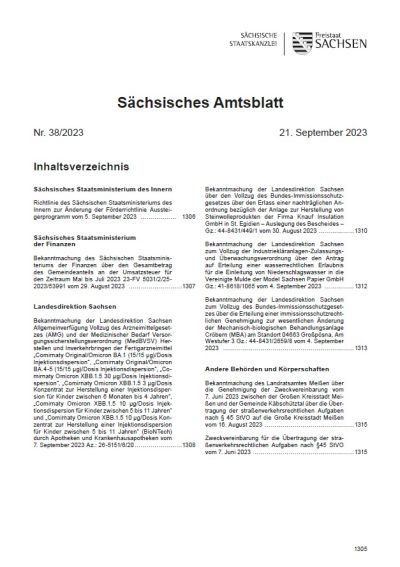 Sächsisches Amtsblatt Heft 38/2023