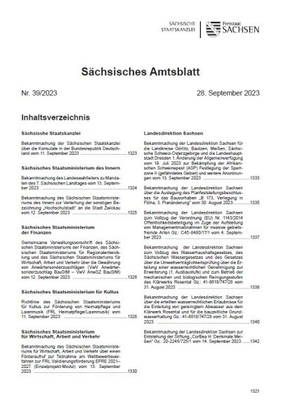 Sächsisches Amtsblatt Heft 39/2023