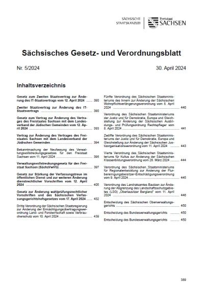 Sächsisches Gesetz- und Verordnungsblatt Heft 5/2024