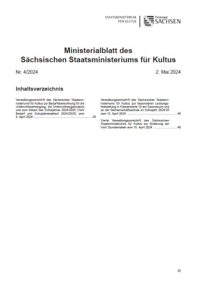 Ministerialblatt des Sächsischen Staatsministeriums für Kultus Heft 04/2024
