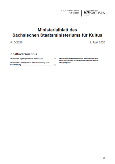Ministerialblatt des Sächsischen Staatsministeriums für Kultus Heft 03/2026