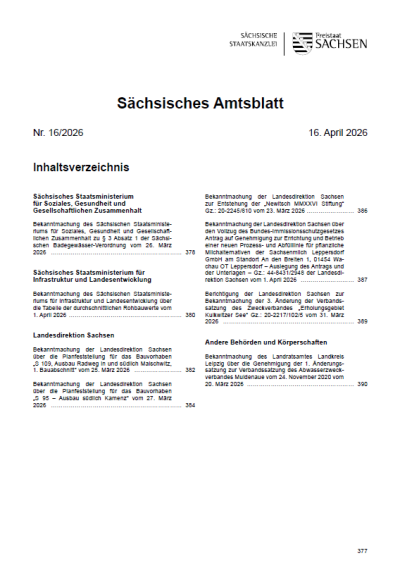 Sächsisches Amtsblatt Heft 16/2026