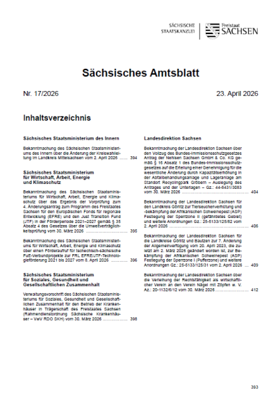Sächsisches Amtsblatt Heft 17/2026