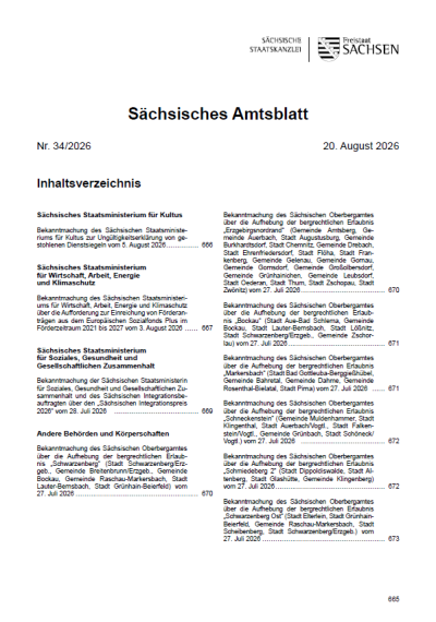 Sächsisches Amtsblatt Heft 34/2026