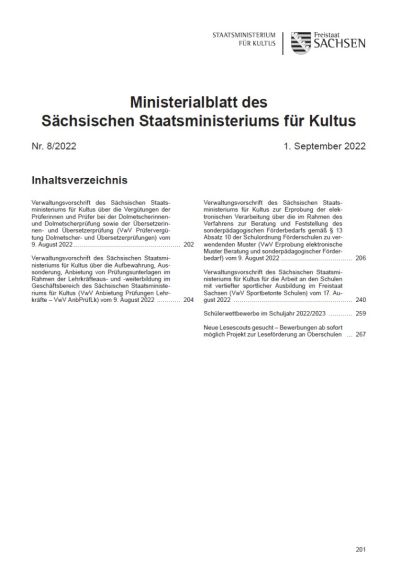 Ministerialblatt des Sächsischen Staatsministeriums für Kultus Heft 08/2022