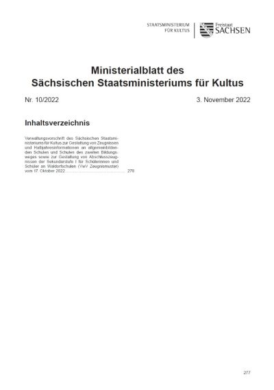Ministerialblatt des Sächsischen Staatsministeriums für Kultus Heft 10/2022