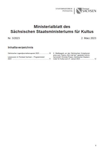 Ministerialblatt des Sächsischen Staatsministeriums für Kultus Heft 03/2023
